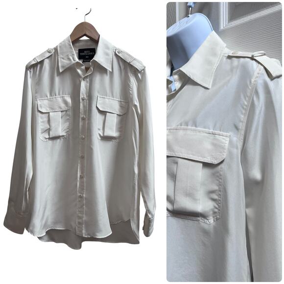 Zara Into The Classics Imperfection Mulberry Silk Button Down Blouse Oversize XS - Picture 15 of 15